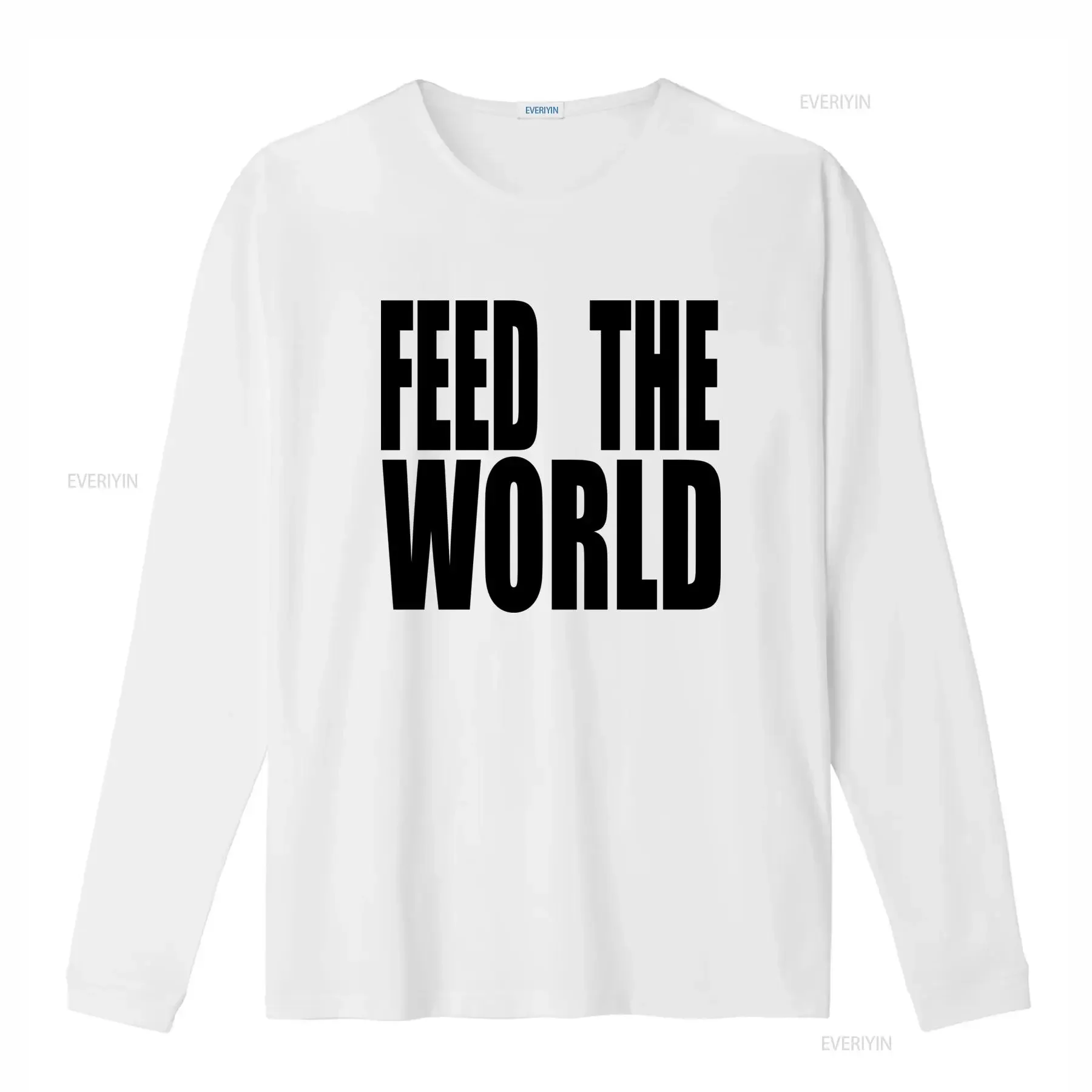 ' Feed The World 1984 Retro Print T Shirt Iconic Text Casual Round Neck Suitable for Wear Nostalgic 80 Fans Machine Washable