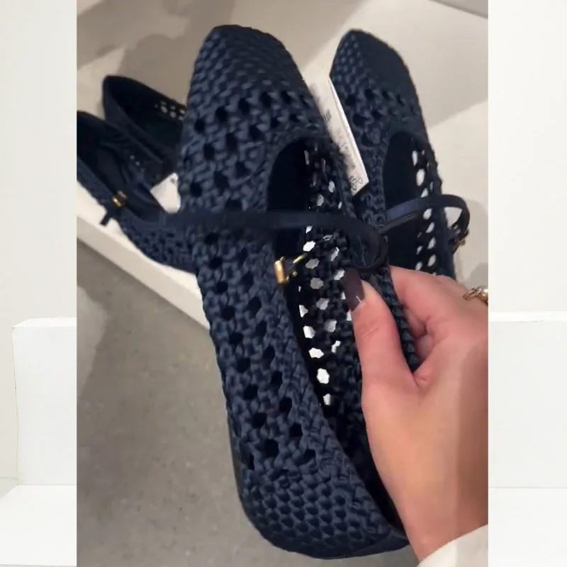 Eilyken Spring Fashion Designer Hollow Out Buckle Strap Flats Heels Women Sandals Comfortable Ballet Banquet Leisure Shoes