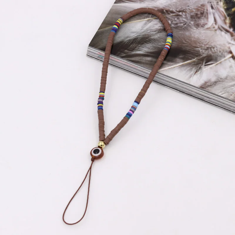 VONNOR Handmade Jewelry Mobile Phone Chain Multicolor Clay Beaded Evil Eye Phone Accessories Charm Lanyard Anti-lost Phone Strap