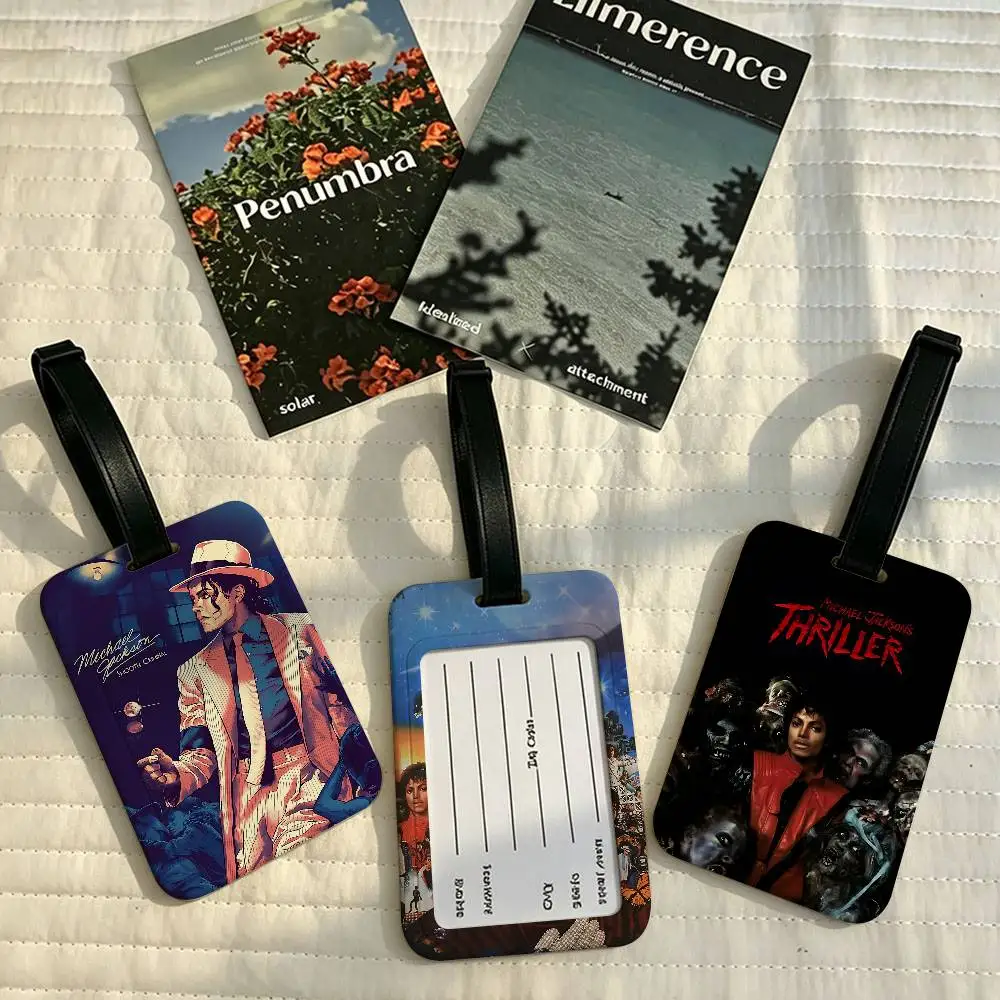 M-Michael Jackson Travel Suitcase Luggage Tag PVC Information Card Cover Anti lost Name Marker For Backpack Bag