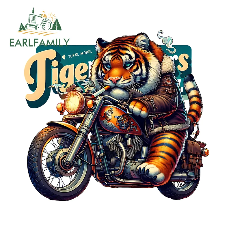 EARLFAMILY Attractive Tiger Biker Car Stickers Amuisng Wardrobe Light Switch Decals Lovely Waterproof Racing Accessories