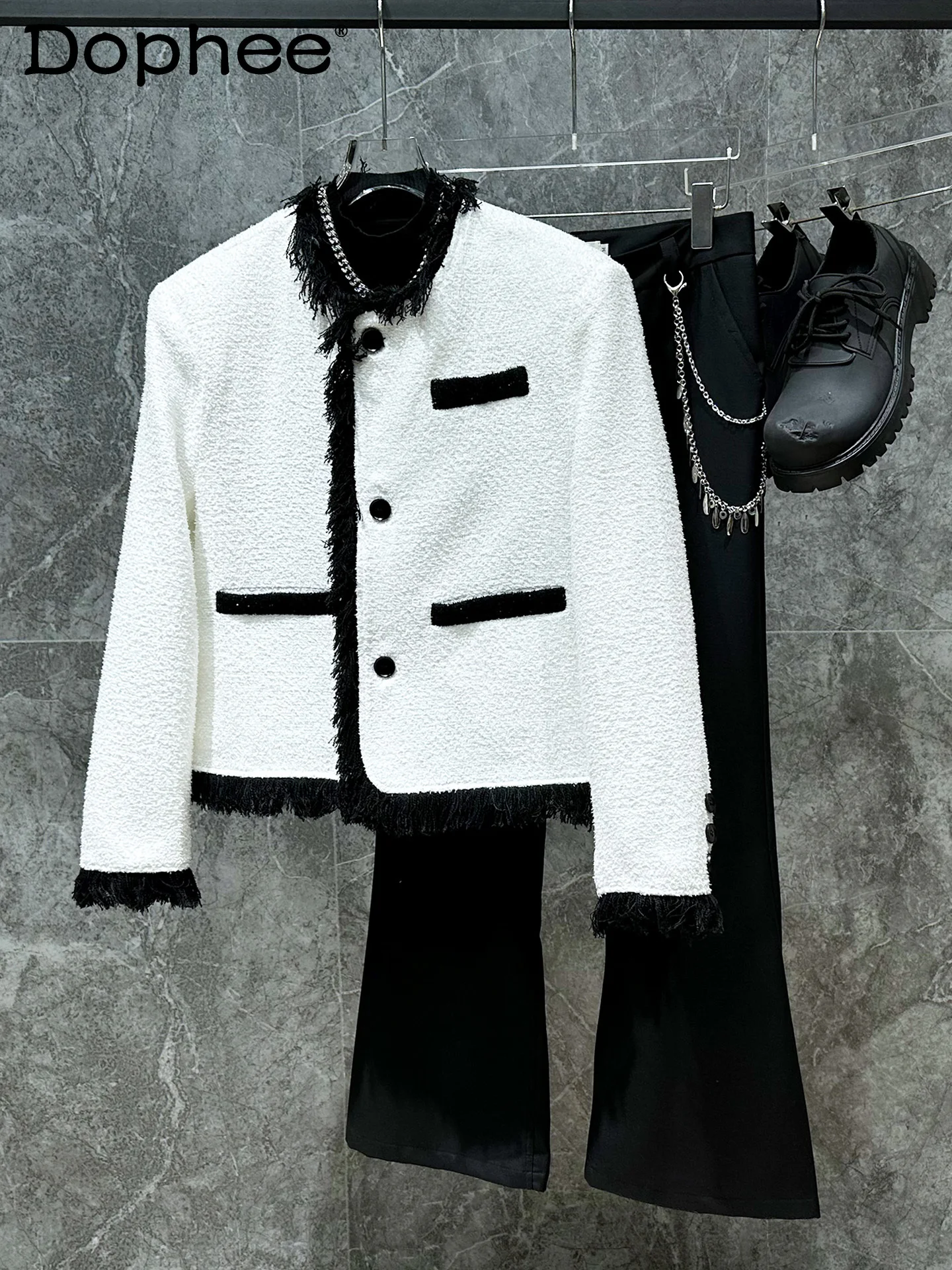 

2025 Autumn Winter New Fashion Trend Tassel Short Jacket Design Thickened Warm Daily Commute Coat for Men