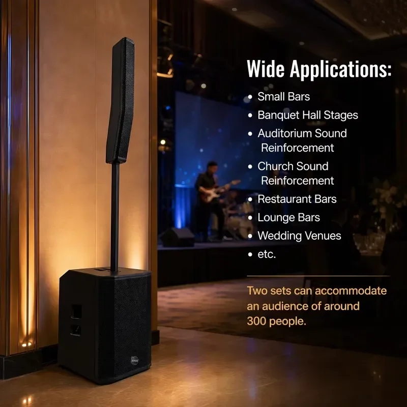 1000W 12-inch 2-way active portable columnar speaker system with DSP/USB/Bluetooth function, suitable for lounge bars,