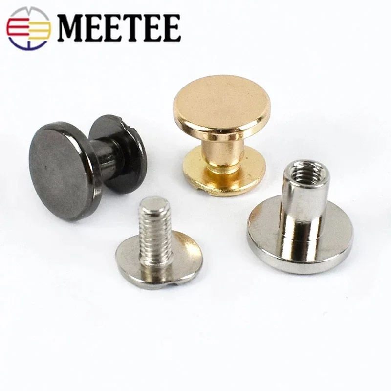 Meetee 10/20/50Pcs 5-8mm Flat Head Screws Nail Rivet DIY Bag Book Notebook Metal Binding Belt Rivets Buckle Hardware Accessories