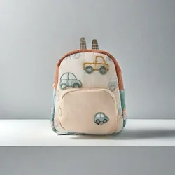 New Cartoon Car Embroidery Children's School Backpack Kindergarten Multifunctional School Bags Lightweight Backpack
