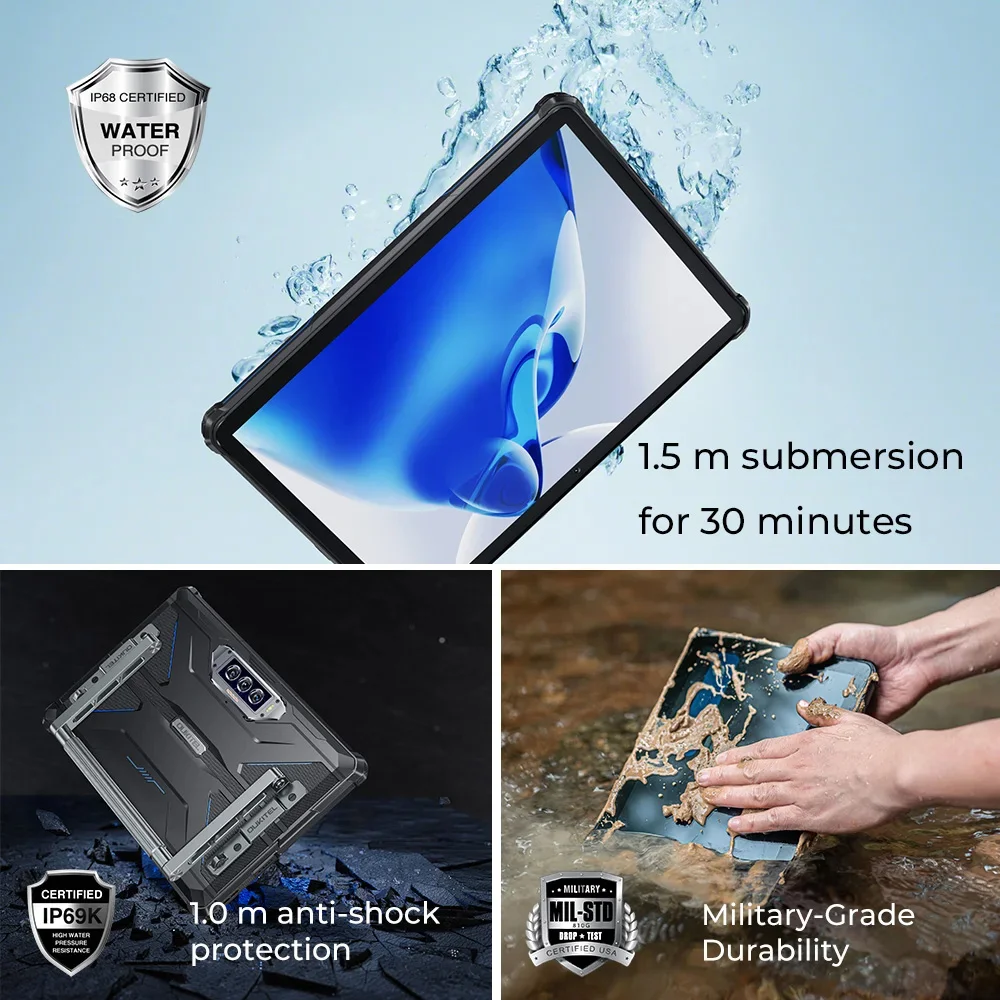 Oukitel RT7 TITAN 5G Rugged Tablet PC 12GB+256GB Android 13 Pad 10.1Inch FHD Tablet 48MP Camera 32000mAh Battery 33W Fast Charge