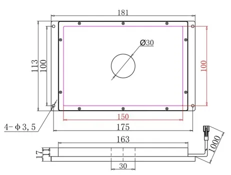 FL30K150100 Industrial measurement machine vision side glow can be customized hole or parallel plane light source