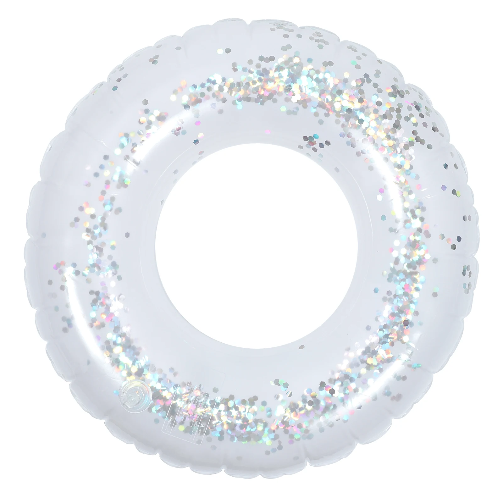 

Colorful 90cm Thickened PVC Sequins Inflatable Swimming Ring Lightweight Pool Accessory Reflective Design Water Party Safe