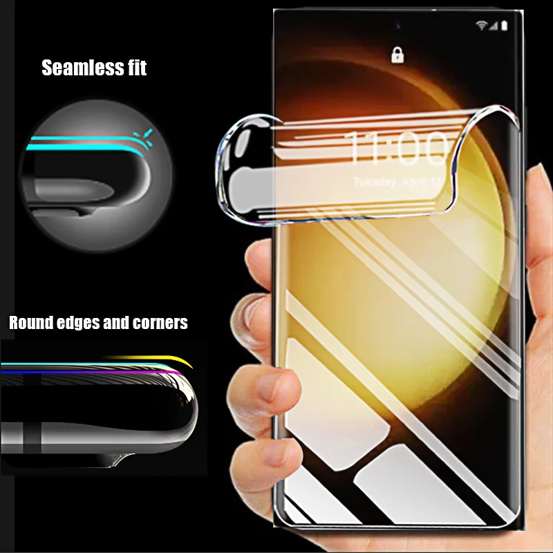 Filme de hidrogel para Samsung Galaxy S24 Ultra, S23 FE, protetor de tela, película protetora, não vidro em S22, S21, S20 Ultra Plus, 4-1pcs