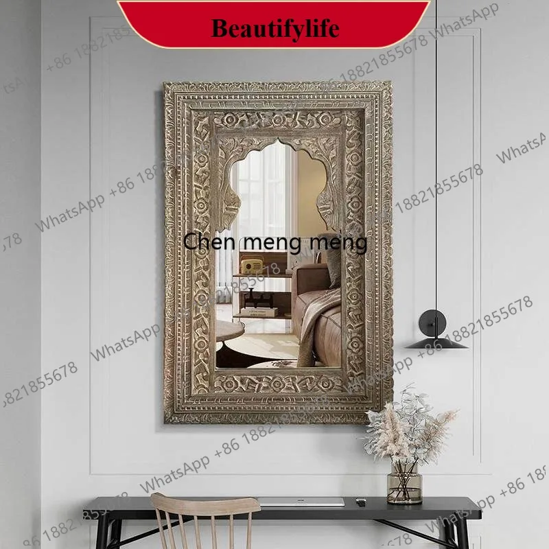YL French decorative full-length mirror, dressing, wall-mounted makeup mirror, European floor-to-ceiling mirror, square