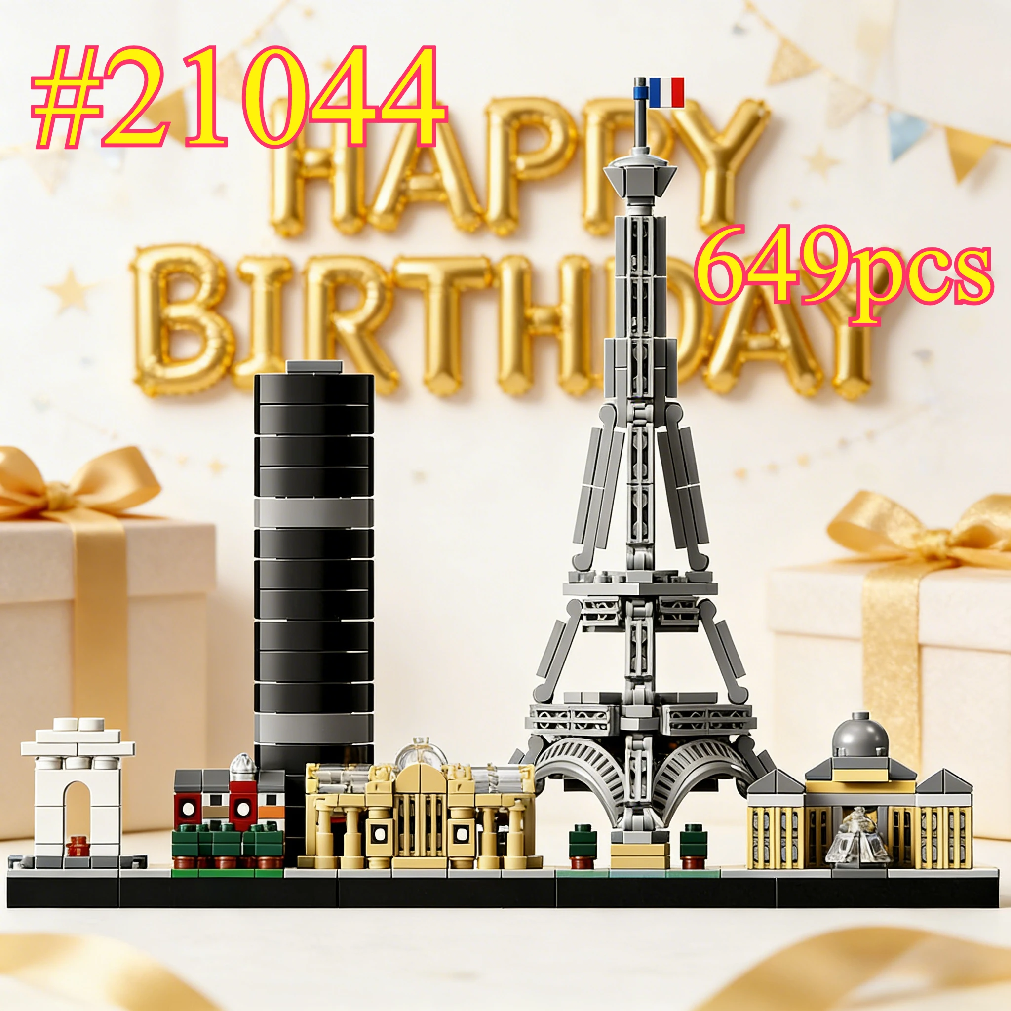

Historic Buildings in Paris 21044 Building Blocks Sets Suitable for Christmas Gifts Compatible with Legoed Particles，649pcs.