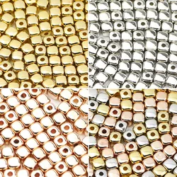 100~800pcs 3mm 4mm CCB Golden Silvery Plated Square Loose Spacer Beads For DIY Jewelry Making Bracelets Necklaces Accessories