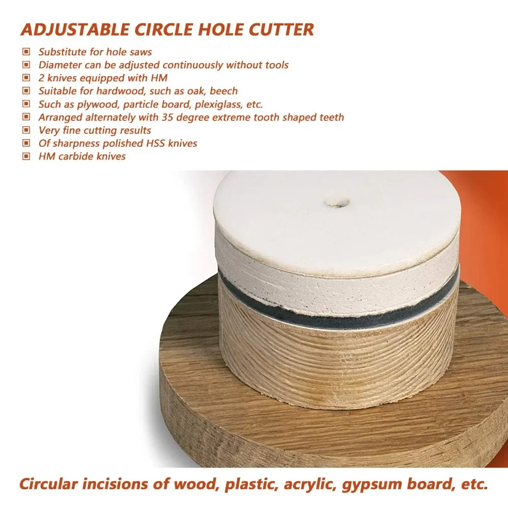 yes40-300mm Range Adjustable Hole Saw Silver Finish Adjustable Diameter Round Cutting Tool Alloy Steel Heavy Duty