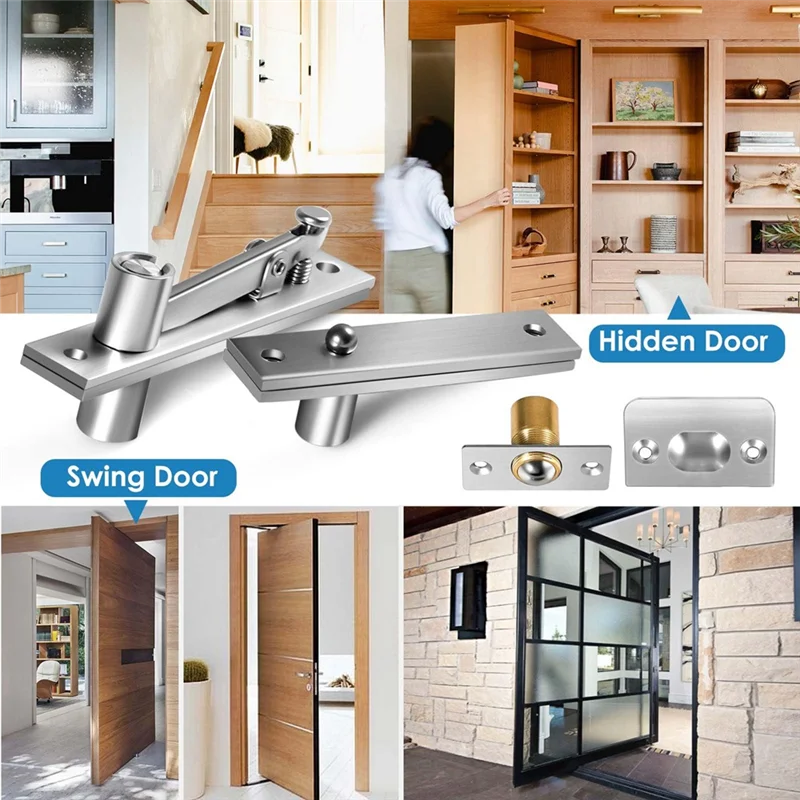 ABHU Door Pivot Hinges Heavy Duty Hinges For Max 200 Lb Wood Doors ,Pivot Hinges For  Door Bookcase,Secret Door
