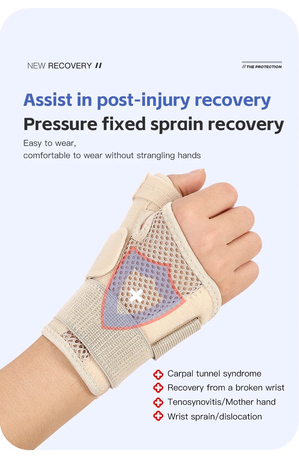 Flexible Schiene, Handgelenk-Daumen-Stützorthese für Sehnenentzündung, Arthritis, atmungsaktiver Daumenschutz, passend für die rechte und linke Hand – Detail 5