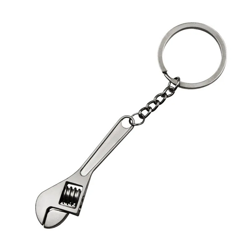 1PC Mini Wrench Key Chain Adjustable Silver Wrench Key Chain Adjustable Metal Spanner Keyring Adjustable Wrench Tools Hand Tool