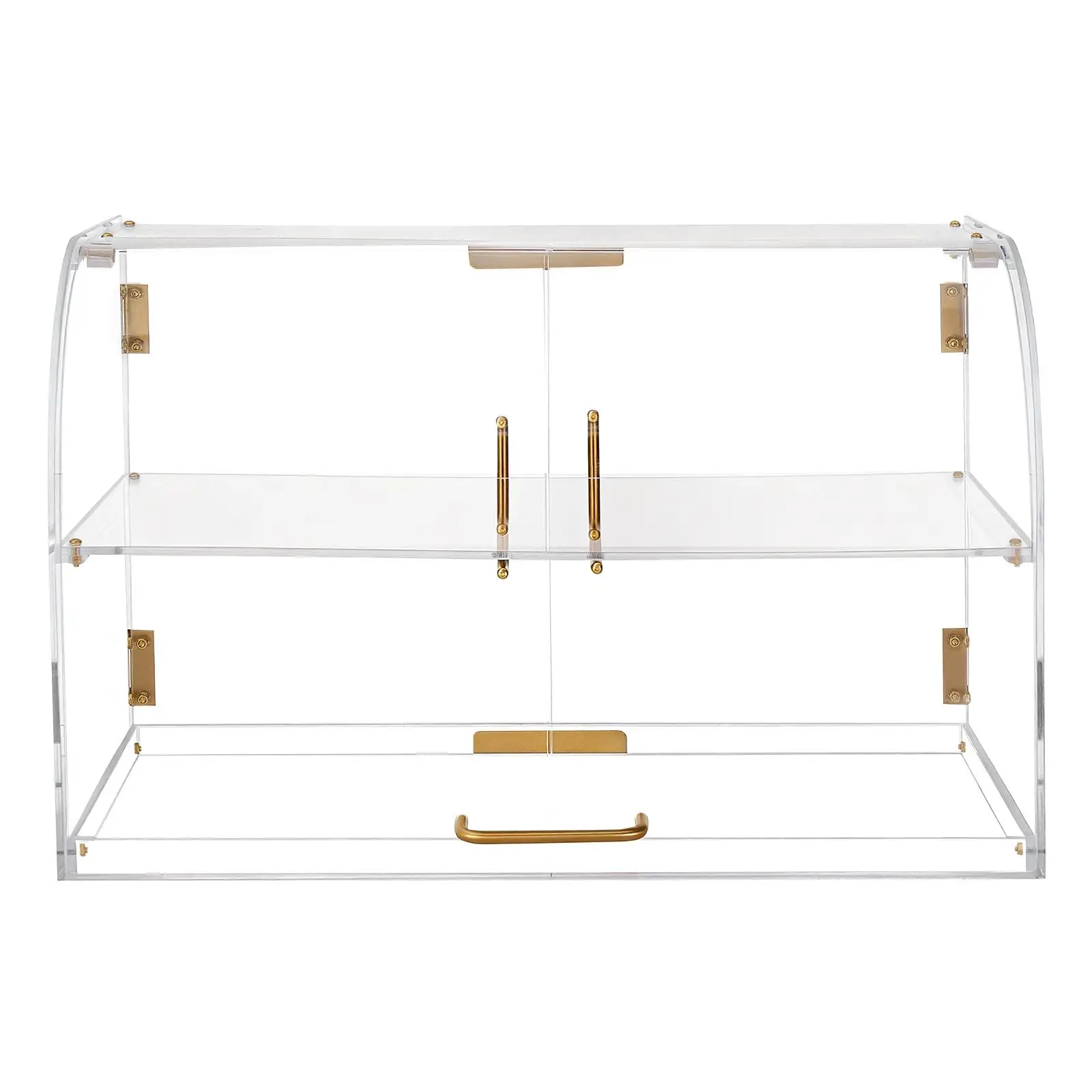 2 Tier Commercial Countertop Pastry Display Case Clear Acrylic Bread Box with Magnetic Rear Door for Cake for cookie Donut Dessert Storage 22 x 14 x 14 Inch