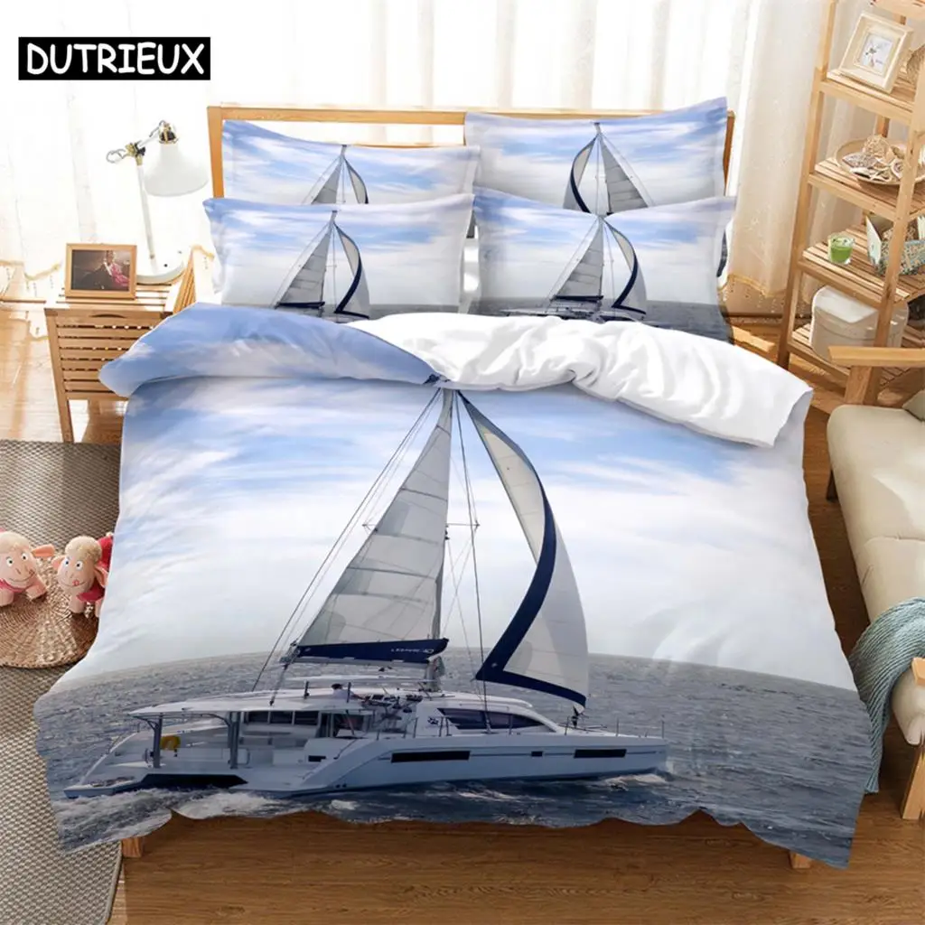 

Sailboat Bedding Set Duvet Cover Set 3d Bedding Digital Printing Bed Linen Queen Size Bedding Set Fashion Design bed cover set