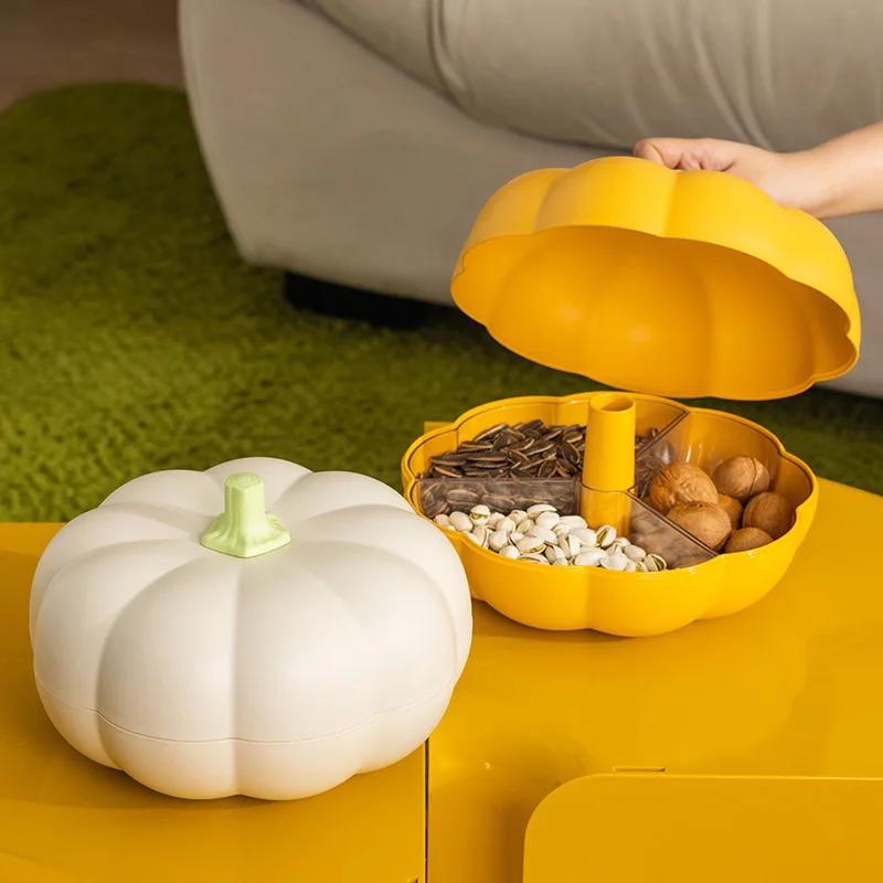 

Многофункциональный поднос для фруктов с отделениями в форме тыквы, вращающийся на 360 градусов, штабелируемый, для дома, на Новый год и Хэллоуин, коробка для конфет