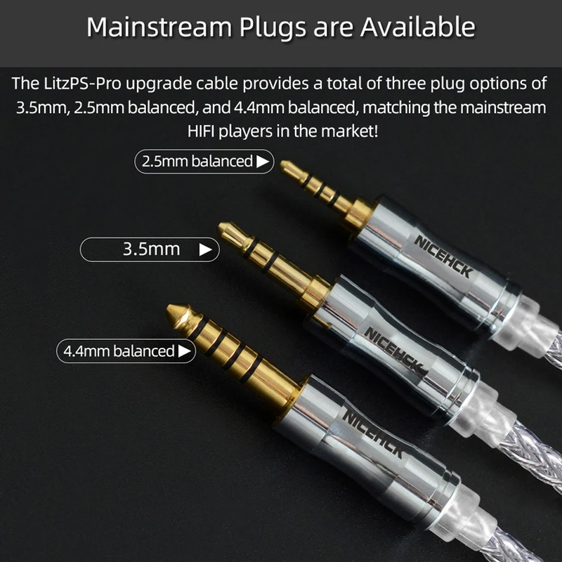 NiceHCK LitzPS-Pro 8 Core 4N Litz كابل فضي نقي 3.5 مللي متر/2.5 مللي متر/4.4 مللي متر MMCX/NX7/QDC/0.78 2Pin لـ VX MK3 ST-10s KXXS LZ A6 Mini