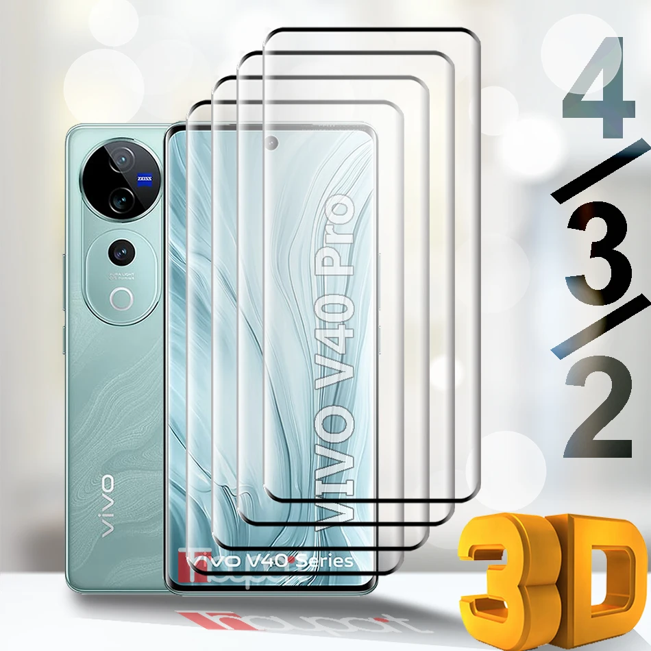 4/3/2Pcs 3D Tempered Glass For vivo V40 Pro Screen Protector Explode Proof Hard film For VIVO V40Pro Glass