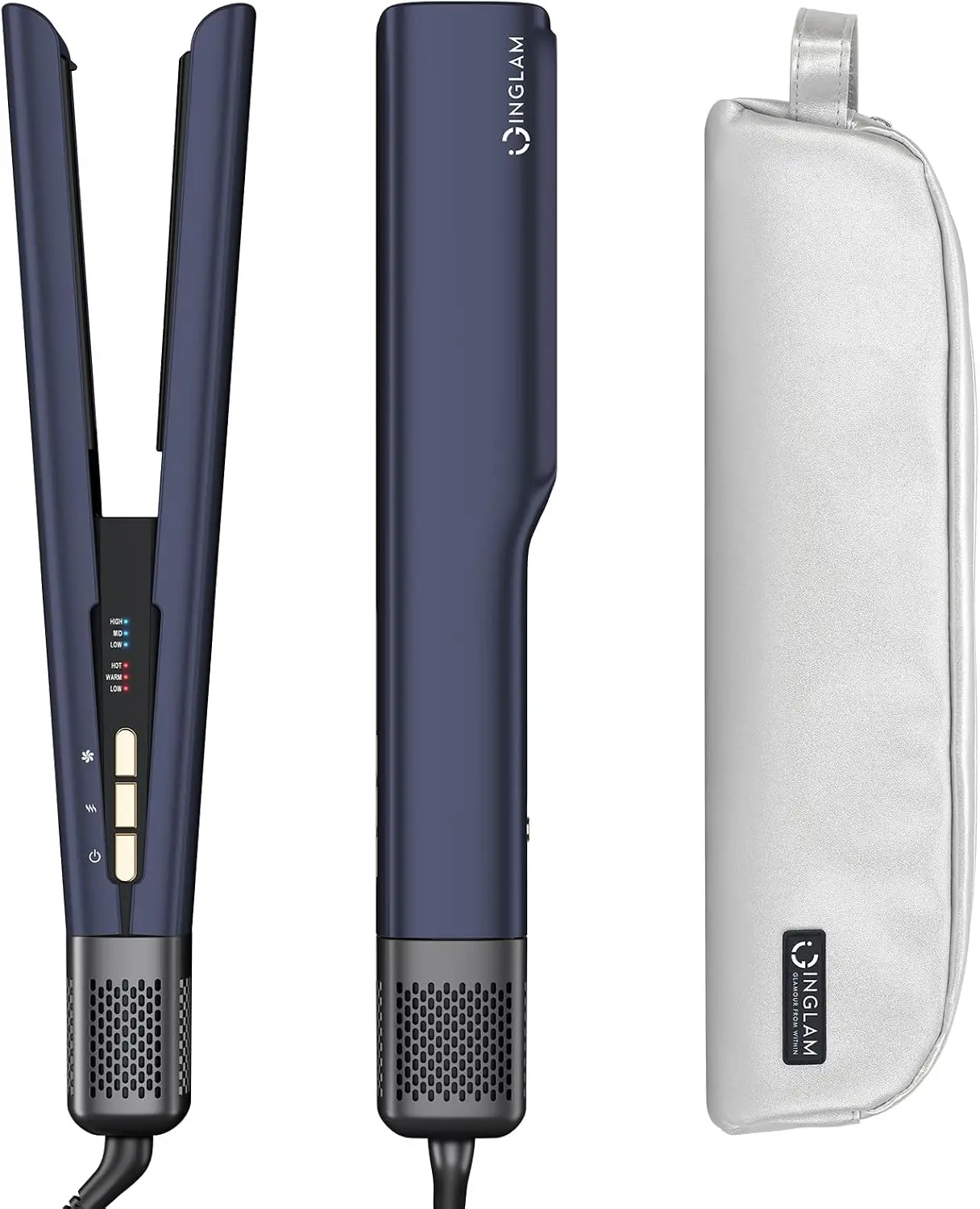 2.2" Hair Dryer Straightener, 200M Negative Ions, Style from Wet Hair, No Heat Damage, 4 Temp Settings, for Medium-Long Hair (14"-30")