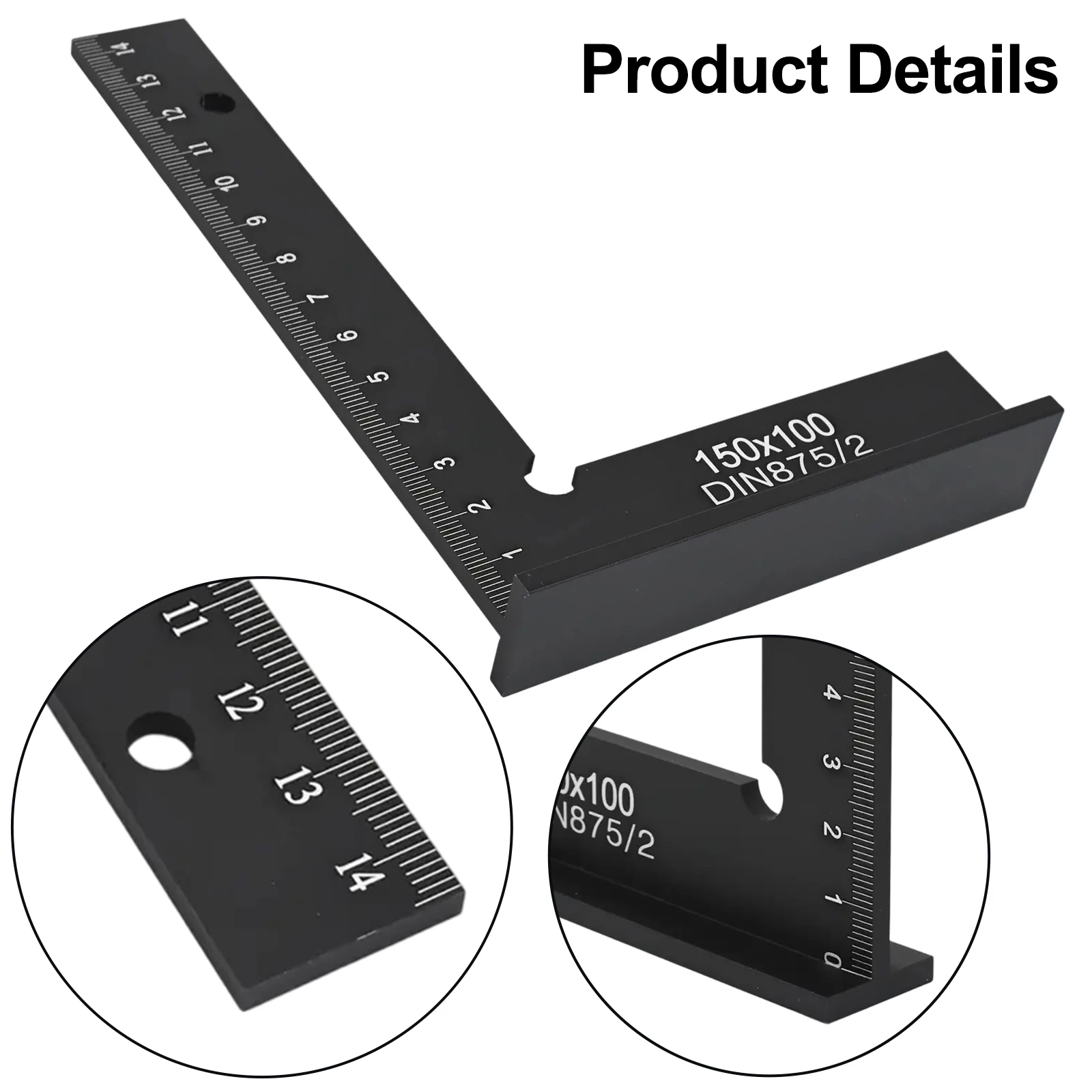 Flat Edge Square Ruler 90 Degree Woodworking*Right Angle Ruler Measurement Tools Optional Model 150 X100 Or 100 X-70