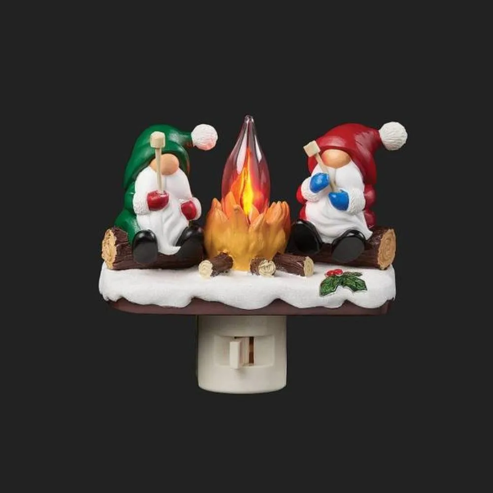 New Santa Campfire Nightlight Deer and Girl Resin Flickering Lamp Christmas Decoration 3D Figures Statue Lamps