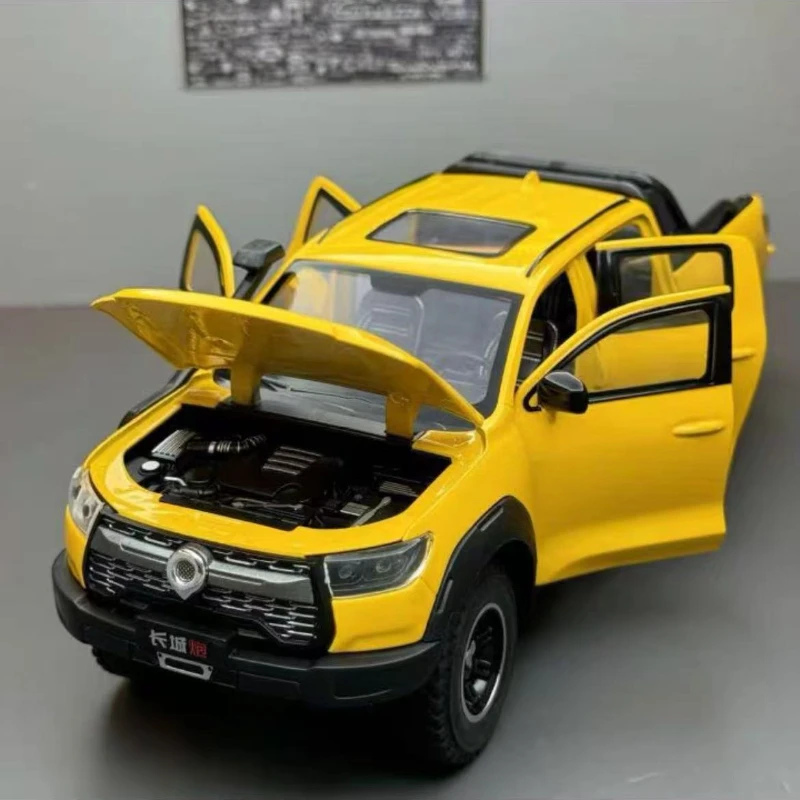 1:24 Great Wall Motors POER pick-up spuitgieten metalen terreinwagen automodel simulatie geluid en licht speelgoed