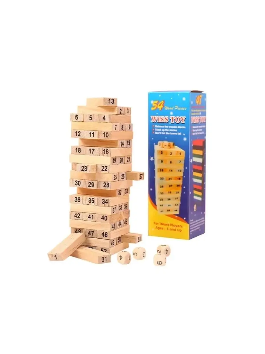 54PCS/set Wooden Tower Building Blocks Toy Rainbow Domino Stacker Board Game Folds High Montessori Educational Children Toys