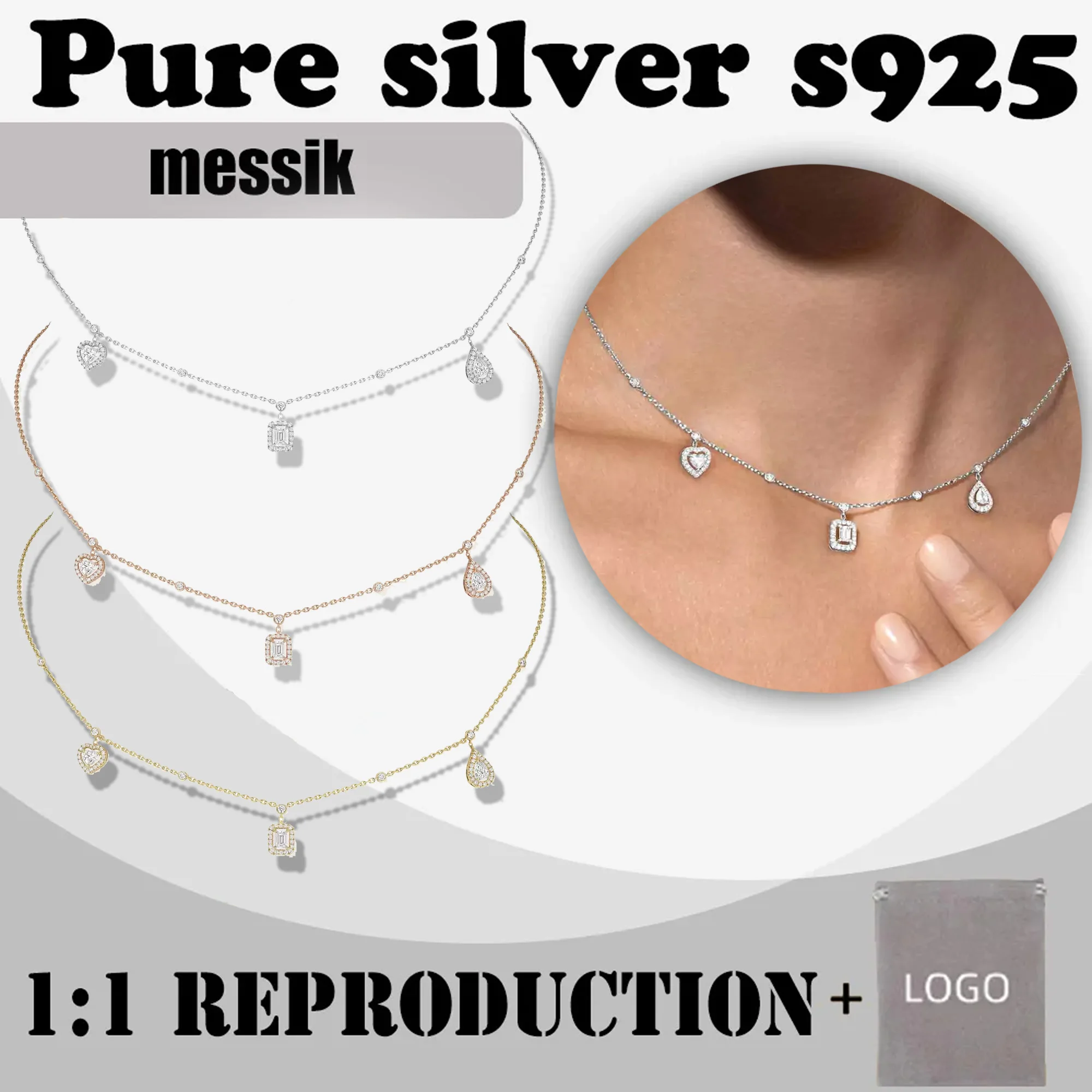 

Fashionable new pure silver s925 three pendant messik home MY TWIN TRIO series high-end women's necklace