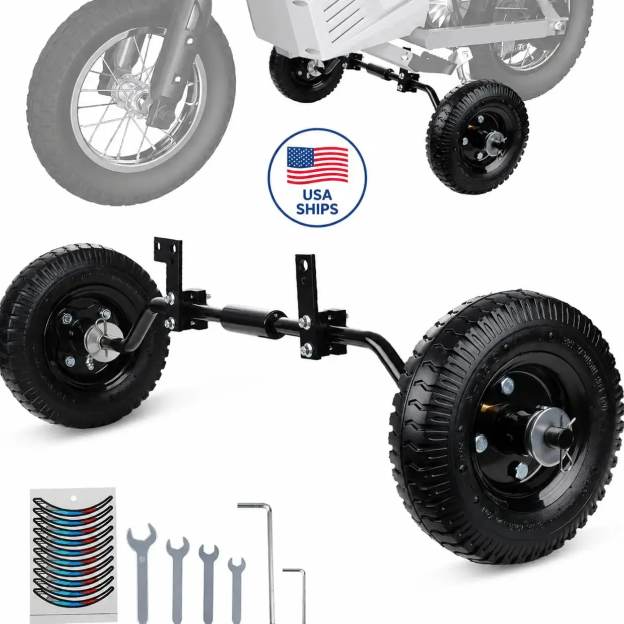 Dirt Bike Training Wheels For 49cc 50cc Universal For Razor MX125 MX350 MX400 For Yamaha PW50 TTR50 CRF50 XR50 Z50 Z50R Dirt Mini Bike Height Adjustable Sturdy Durable Heavy-Duty Build Iron