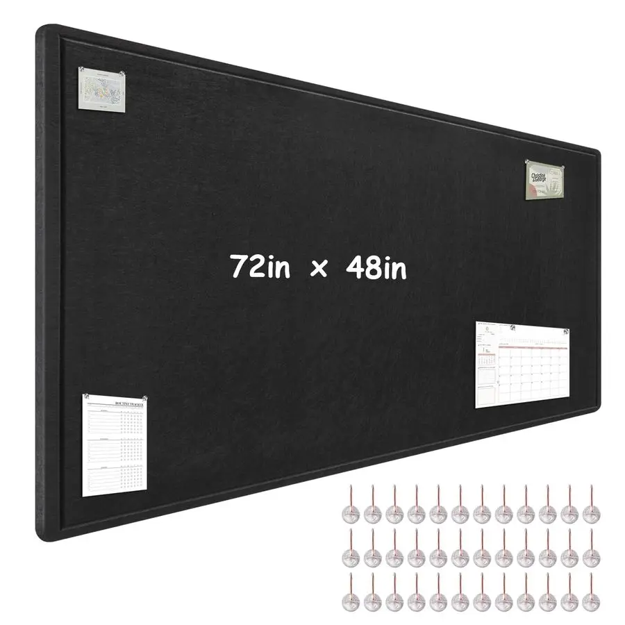 

Bulletin Board 72 x 48 Inches, Foldable Decorative Felt Board for Wall Photo Display Board with SelfAdhesive Tape, Includes 36 P