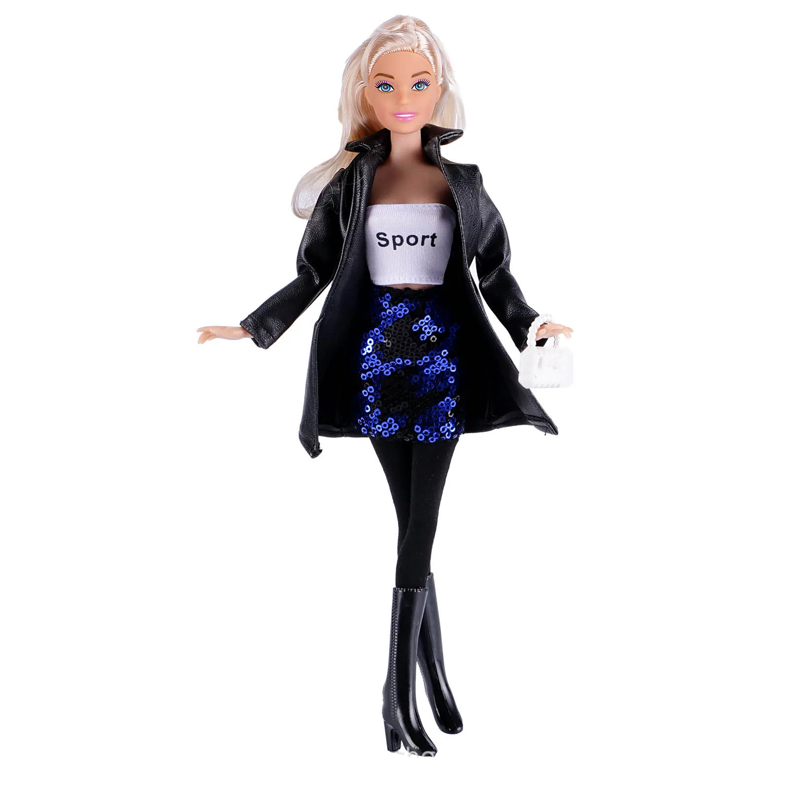 30CM Supermodel Princess Doll 1/6 BJD Doll Fashion Jacket + Sequin Skirt + Shorts Set DIY Dress Up Play House Toy Gift