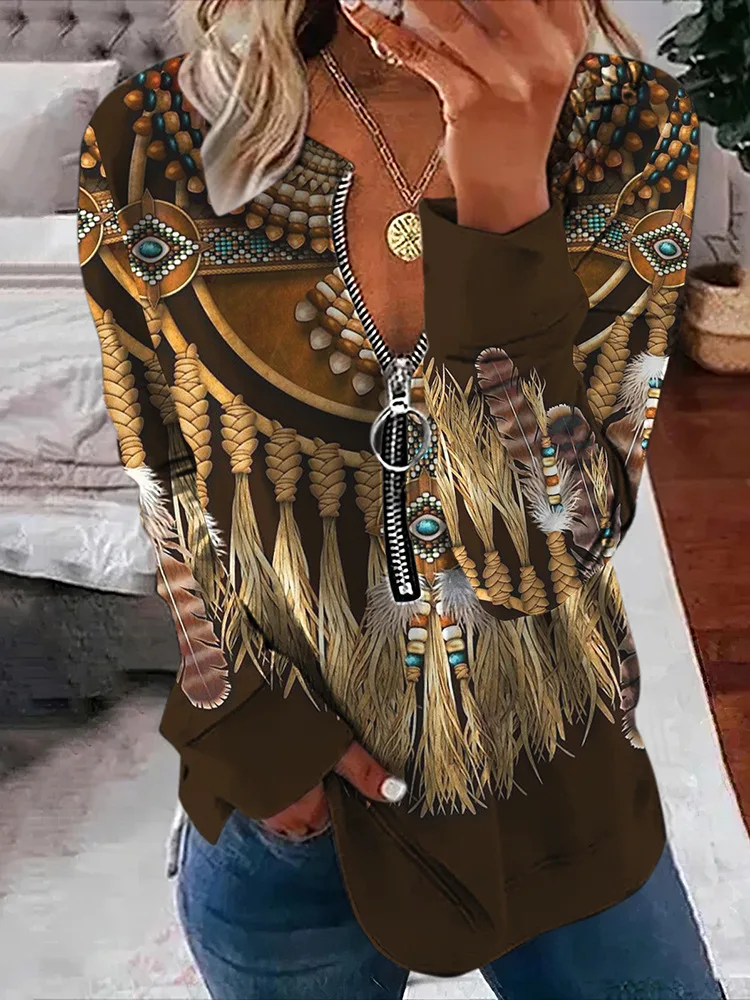 

Осень 2021, новинка Wish, модная женская толстовка с длинным рукавом и полумолнией с абстрактным принтом