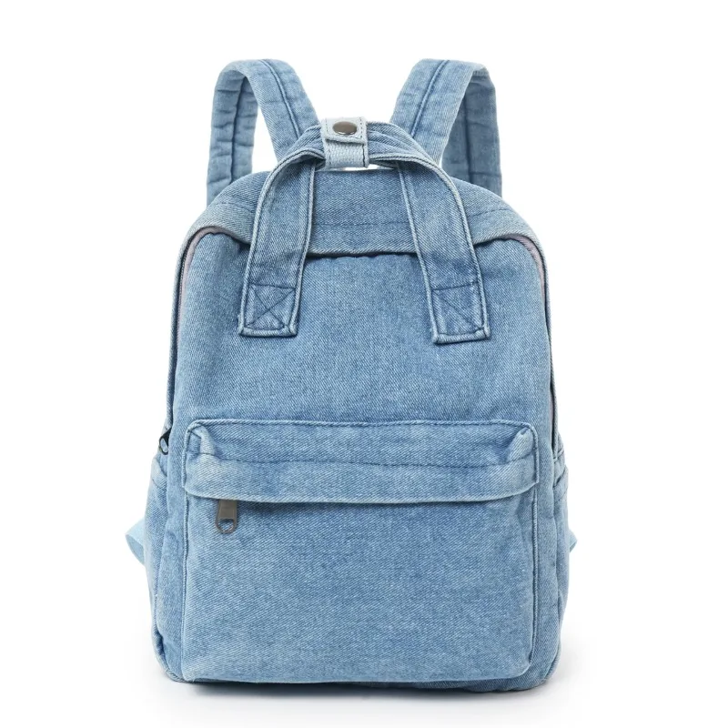

Fashion Solid Denim Zipper Casual Backpacks Youth Versatile Minimalist Backpacks High Quality Large Capacity Women's School Bags