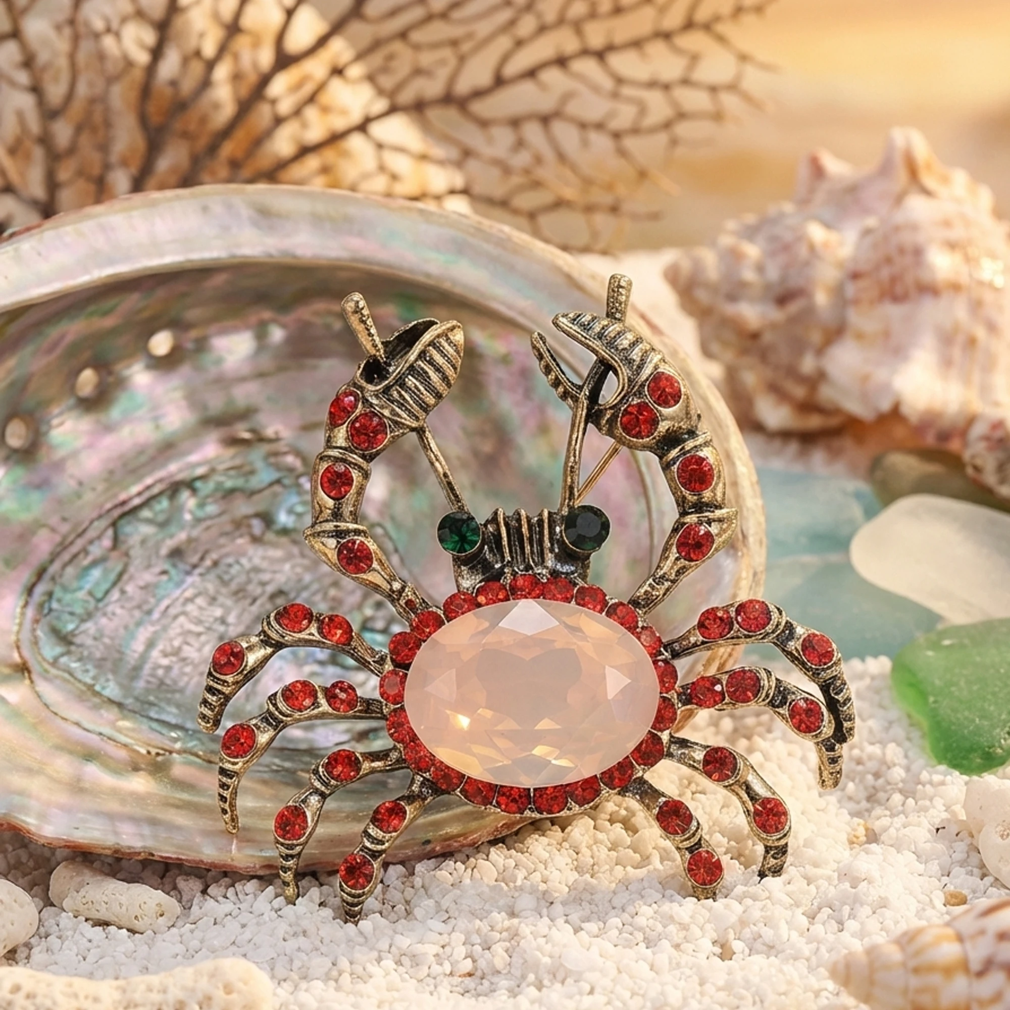 

Classic Rhinestones Crab Brooches for Women Unisex Marine Life Pins Friend Event Party New Gifts Jewelry Decoration Accessories
