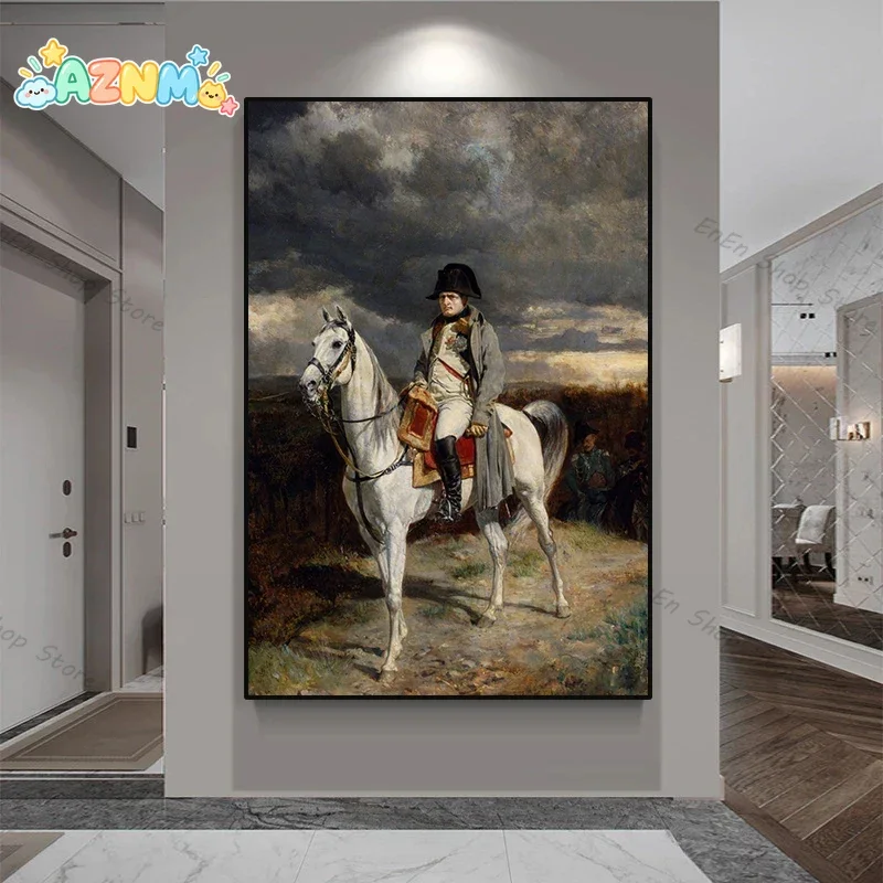 Napoleon Bonaparte Portrait Poster Prints Crossing The Alps Coronation of Napoleon I Painting Canvas for Living Room Home Dec