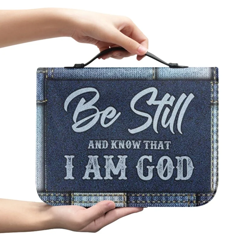 

Be Still And Know That I Am God Printing Bible Cover Case for Women Leather Personalitized Bible Bags Holy Storage Book Box