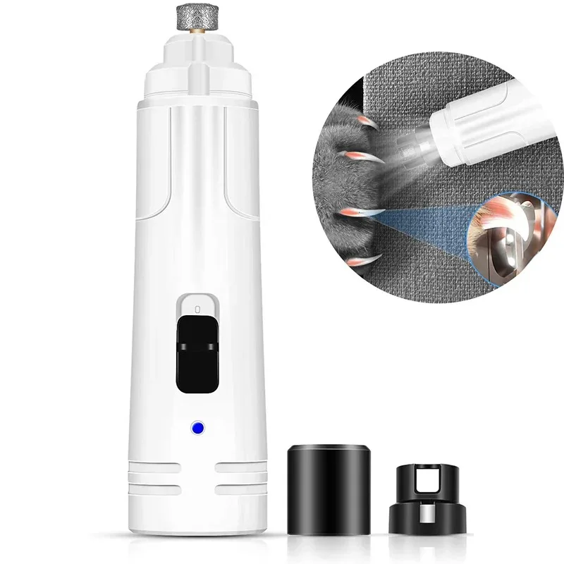 Electric Pet Nail Grinder with Led Light Low Noise 2 Speed Dog Nail Trimmer Clippers For Small Medium Large Dogs USB Charging