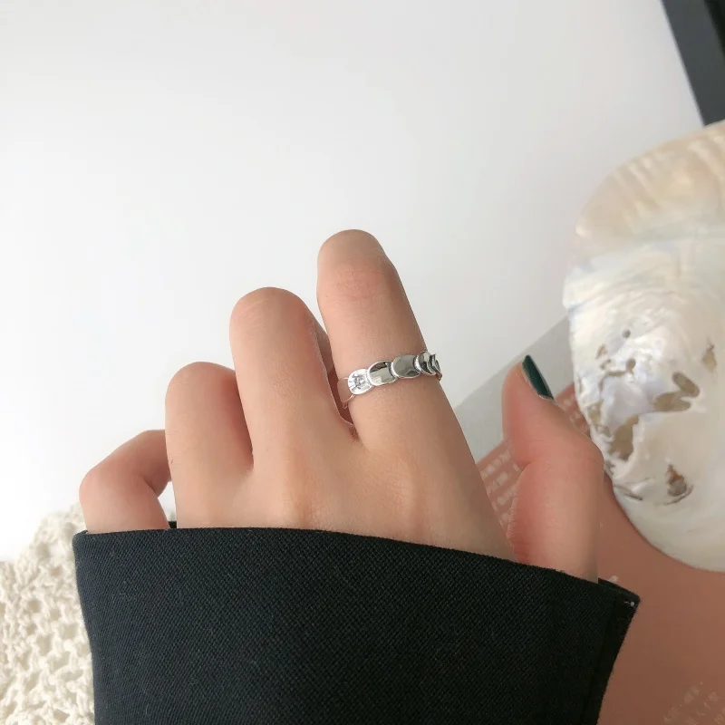 Buyee 925 Sterling Silver Male Unique Ring Finger Elegant Scale Shape Open Ring for Men Woman Fashion Fine Jewelry Circle