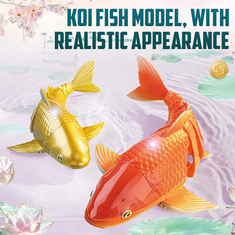 2.4G RC Simulation Goldfish With Lights Remote Control animal koi Swimming Lifelike Fish Kids Toys Water Outdoor bath pools Game