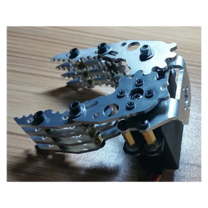 Srebrny Metal Robot Claw chwytak ze stopu aluminium ramię robota ręcznie z MG996r serwo dla Arduino DIY projekt macierzystych części do zabawek — zdjęcie 2