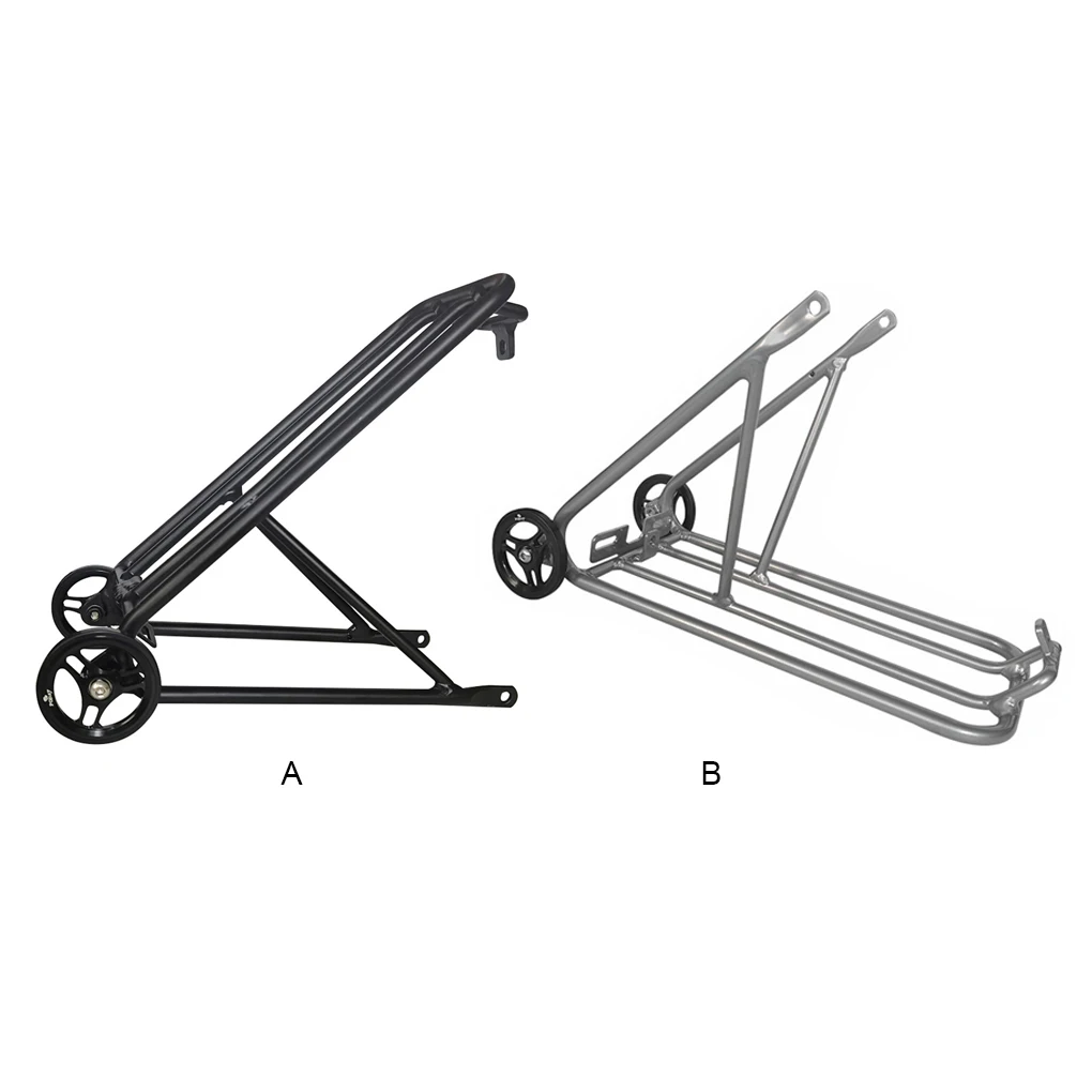 PODAY Folded Bike Rear Shelf Rack with Wheels Replacement for Brompton Type 2