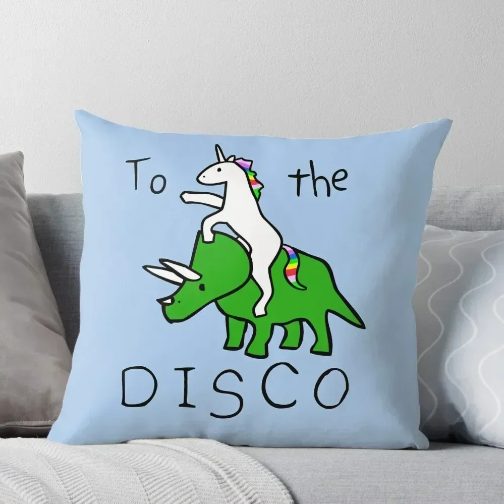 To The Disco (Unicorn Riding Triceratops) Throw Pillow christmas pillowcases Luxury Pillow Cover pillow