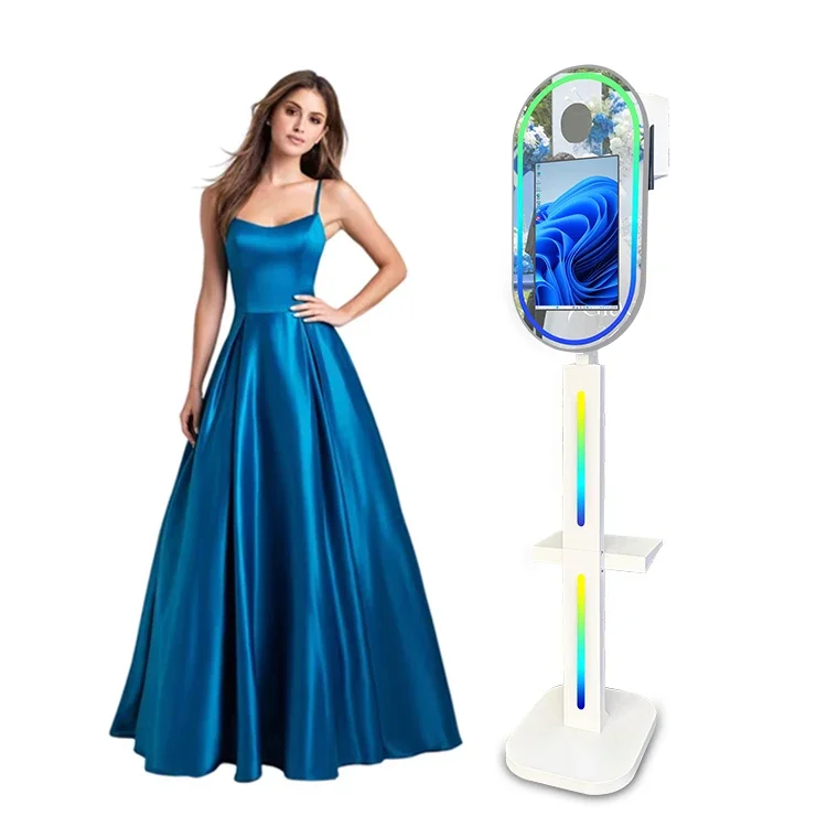 

Oval Mirror Photo Booth 15.6 Inch Touch Screen Selfie Magic Mirror PhotoBooth Machine C amera Mirror Dslr For Events