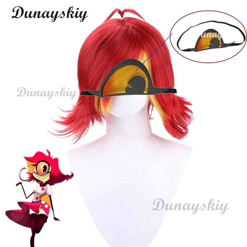 Peruca Cosplay Anime Niffty para Mulheres, Curto, Vermelho, Encaracolado, Calor Cabelo Sintético, Traje de Halloween, Interpretação de Festa