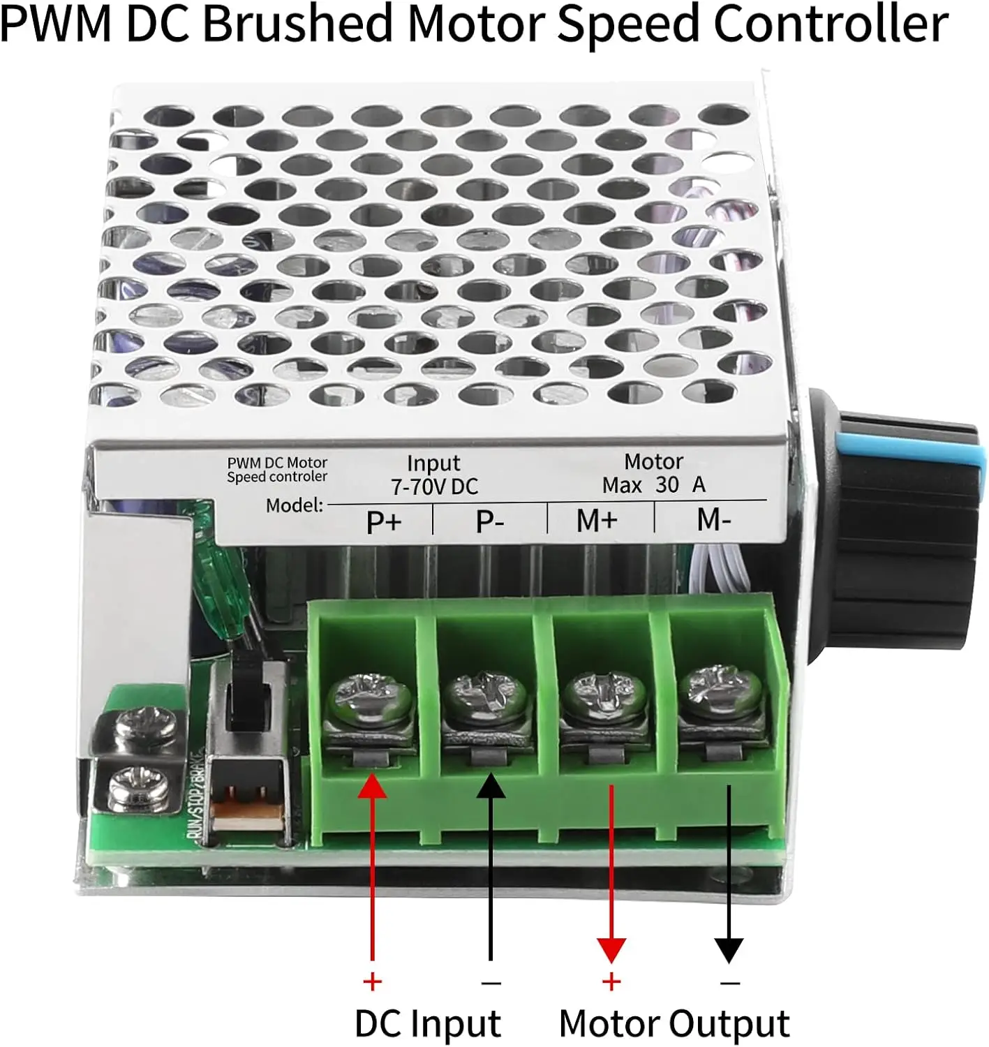 AA83 DC Motor Speed Controller Controller, 7-70V 30A Adjustable Motor Speed Regulator 12V 24V 36V 48V
