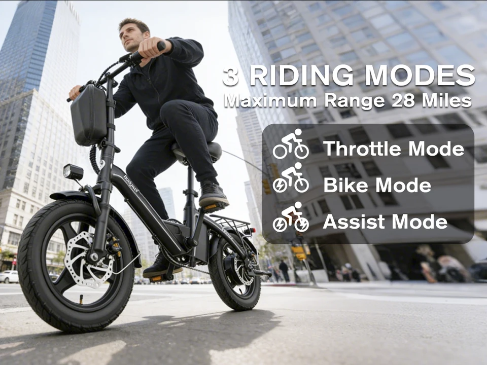 Folding Electric Bike 400W for Adults, Bodywel T16pro 36V 10Ah Long Range 30 Miles Commuter E-Bicycle, Compact Foldable ebike Dual Disc Brakes for Teens US stock image 10