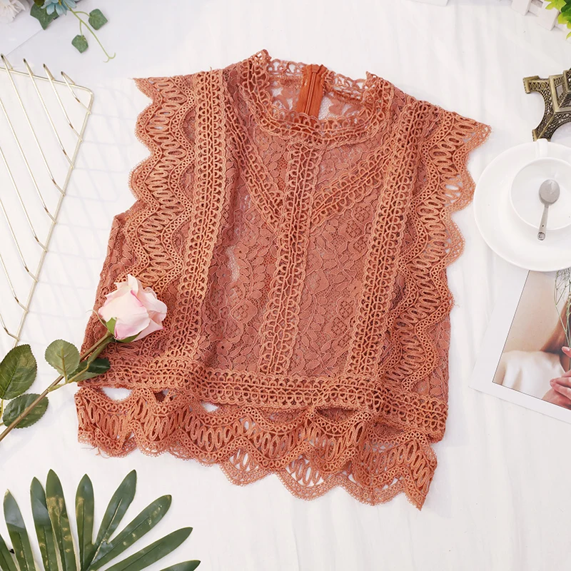 

Новые женские летние топы-камизолы: сексуальные, ажурные, с цветочным кружевом, универсальные, розовые, повседневные, вязаные крючком, без рукавов, короткие майки